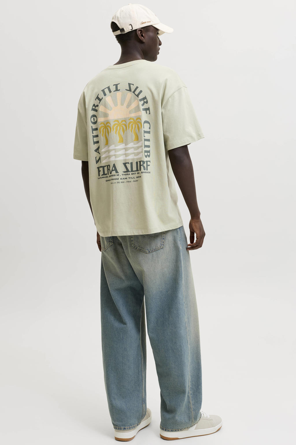 JACK & JONES ORIGINALS relaxed fit T-shirt met backprint - beige