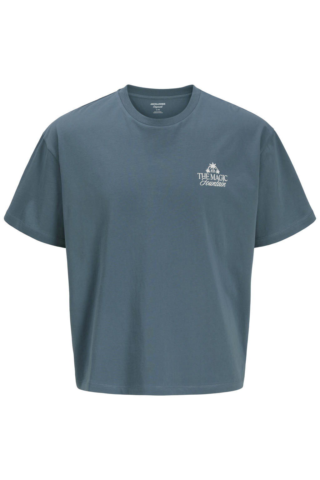 JACK & JONES ORIGINALS regular fit T-shirt met backprint - blauw