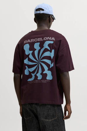 regular fit T-shirt met backprint - donkerrood