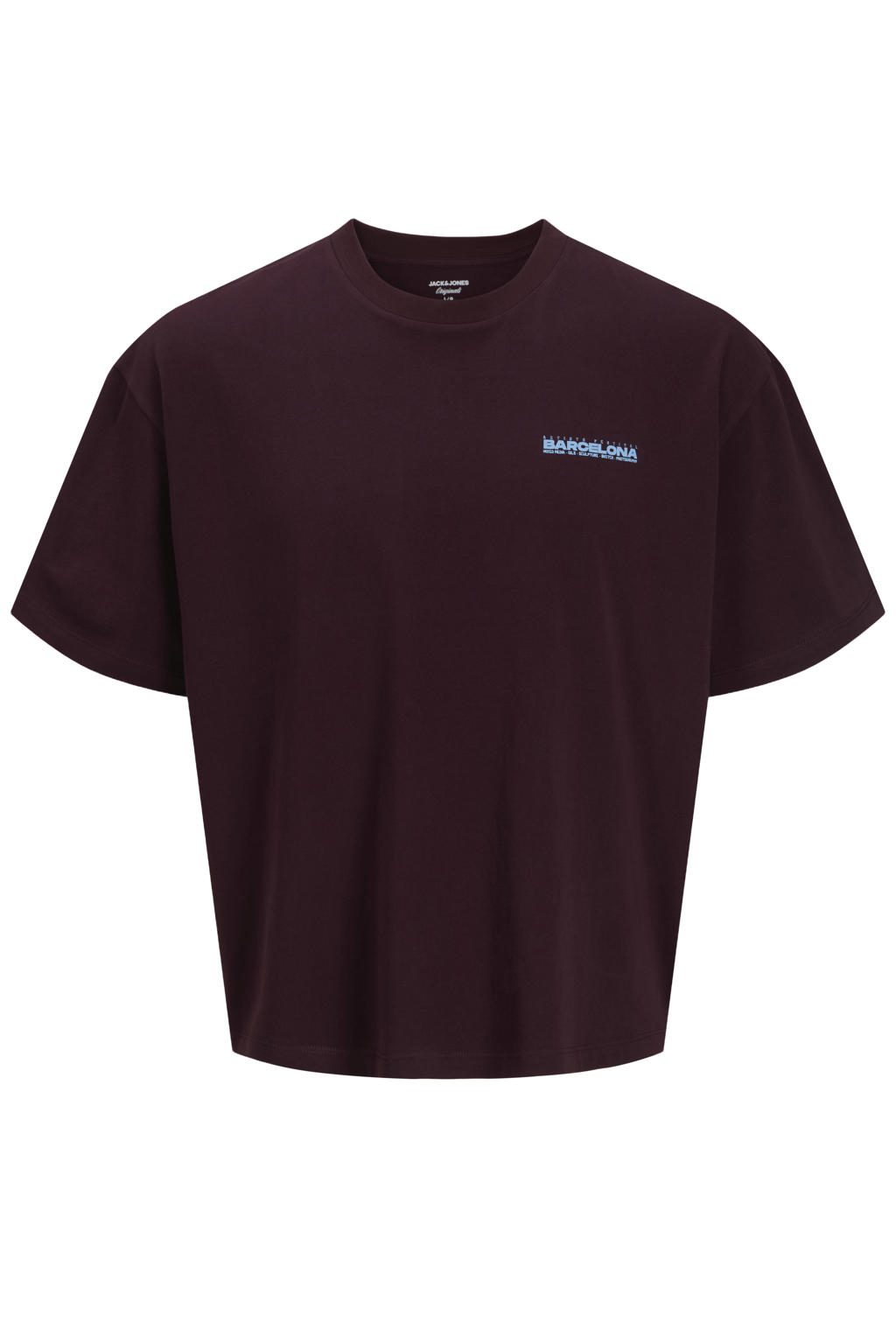 JACK & JONES ORIGINALS regular fit T-shirt met backprint - donkerrood