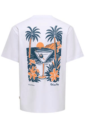 relaxed fit T-shirt met backprint - helder wit