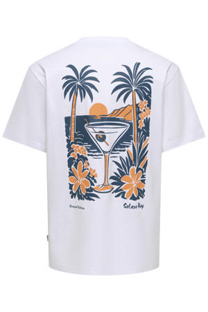 relaxed fit T-shirt met backprint - helder wit