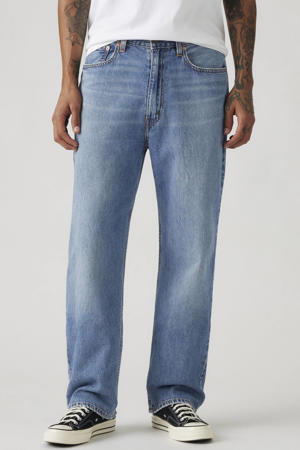565 loose fit jeans met riemlussen - blauw denim