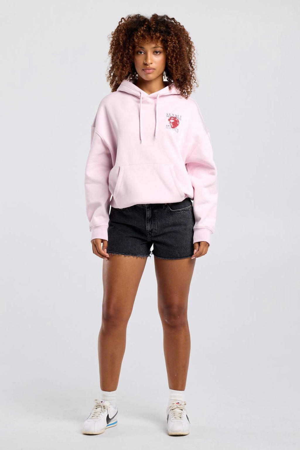 Zwarte dames America Today regular fit short van denim met effen