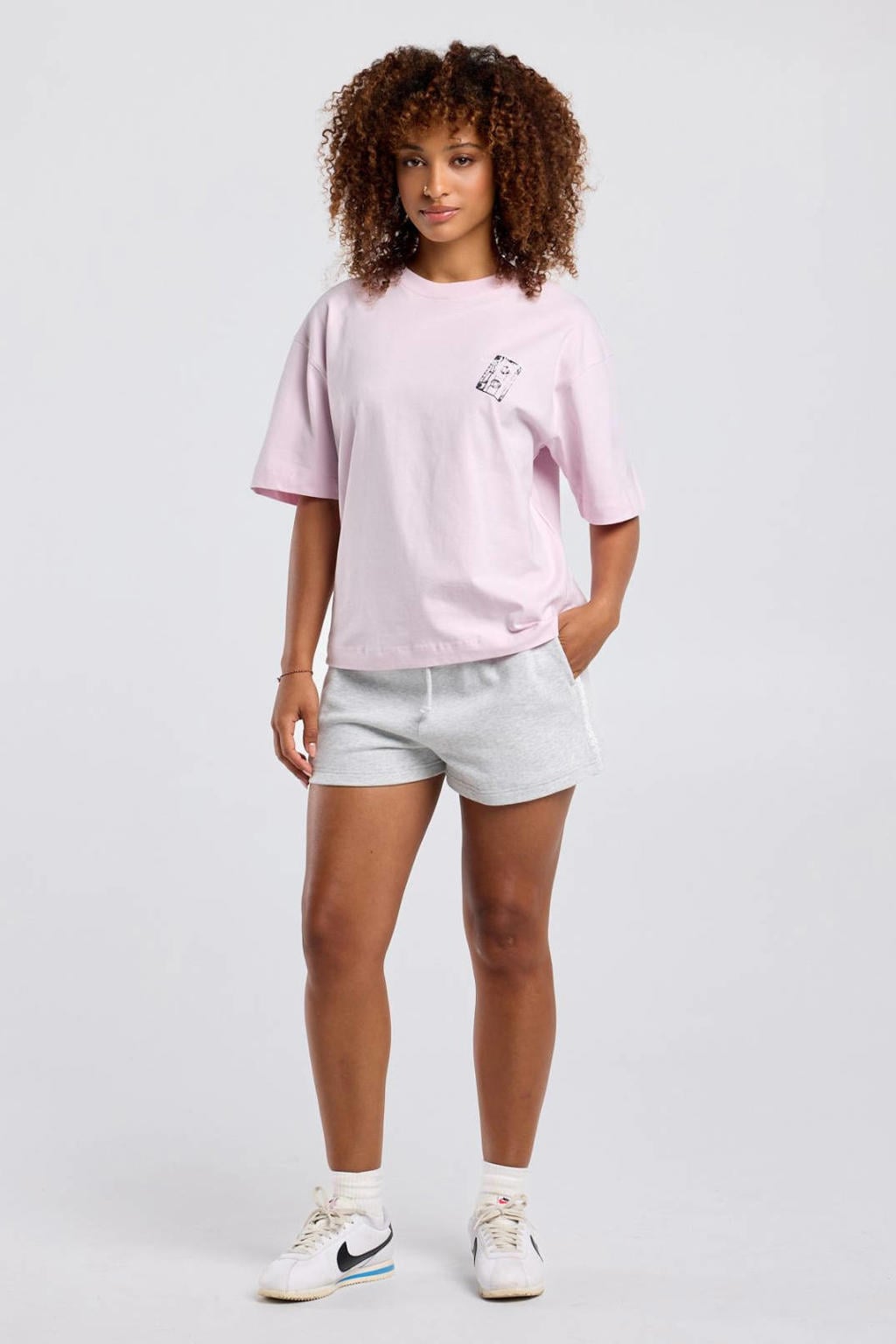 America Today regular fit sweatshort - lichtgrijs
