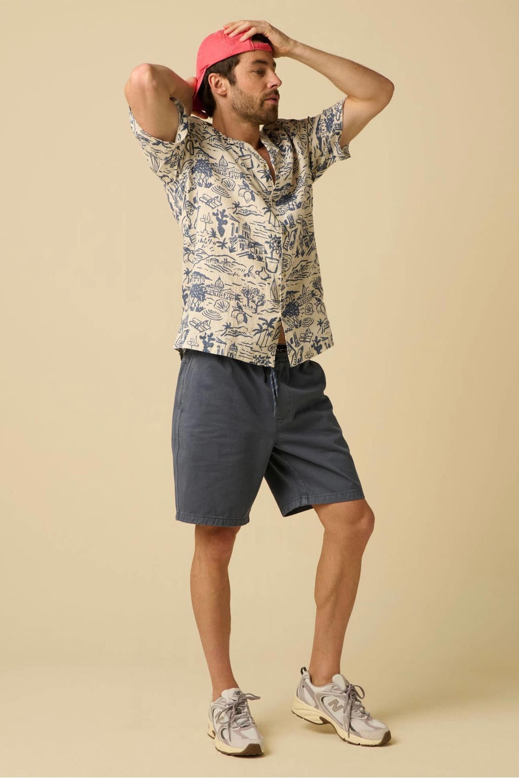 Sissy-Boy linnen relaxed fit overhemd met print - blauw