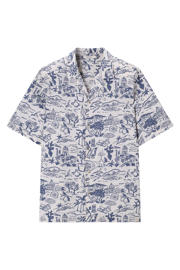thumbnail: Sissy-Boy linnen relaxed fit overhemd met print - blauw