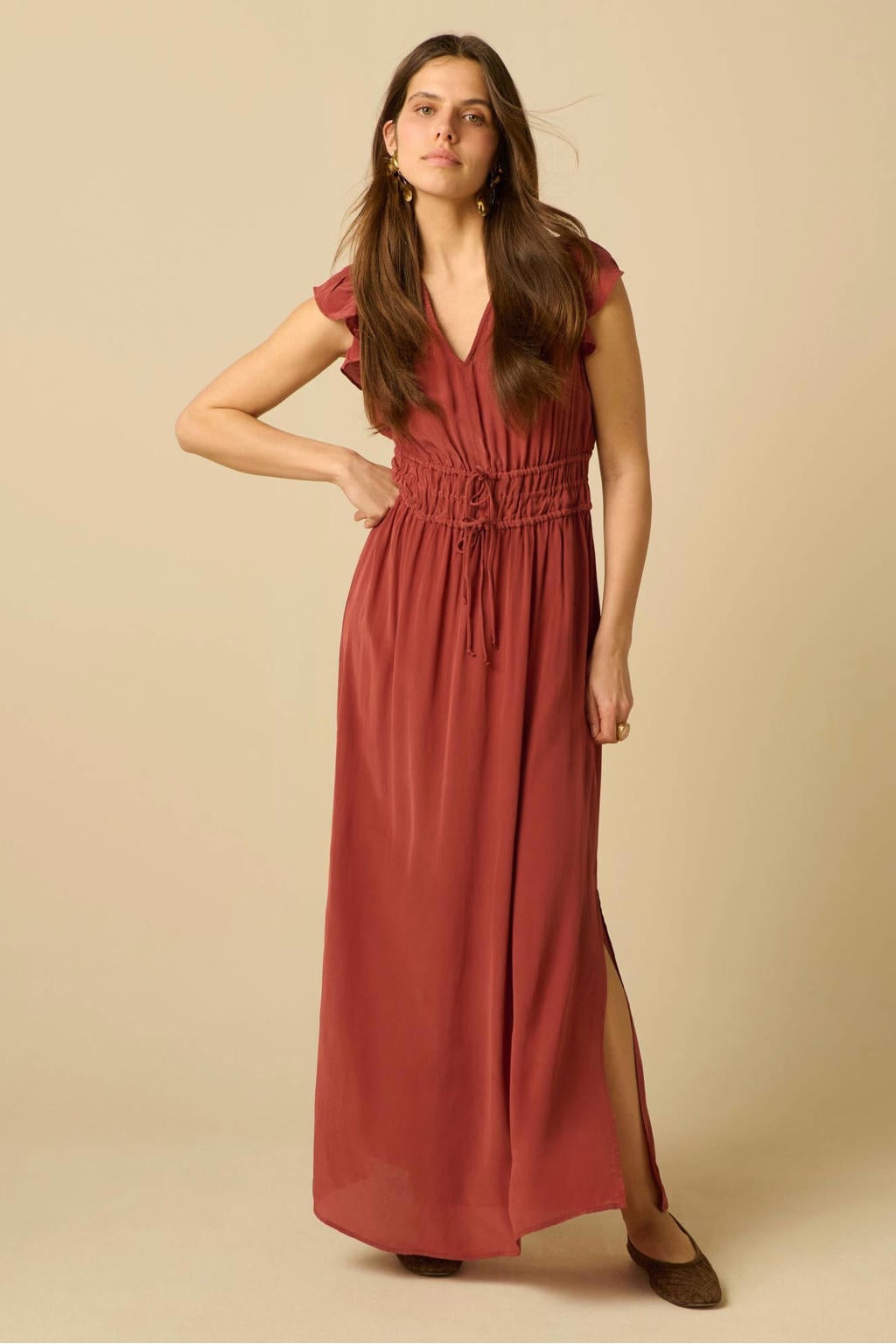 Sissy-Boy viscose maxi jurk - donkerrood