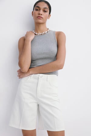 straight leg denim short - wit