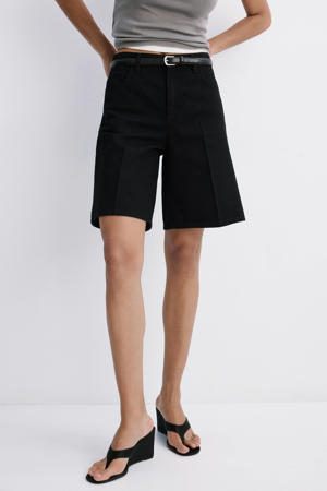 straight leg denim short - zwart