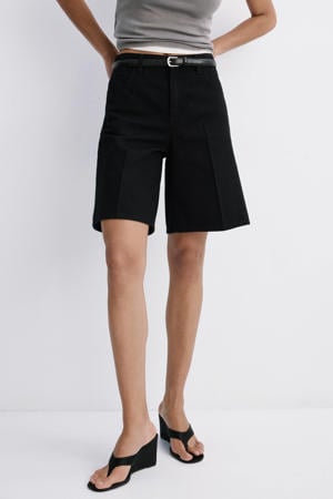 straight leg denim short - zwart