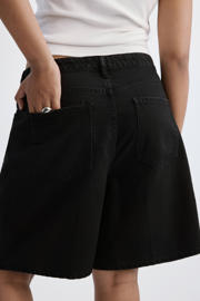thumbnail: Mango straight leg denim short - zwart