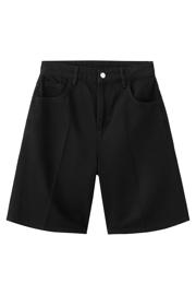 thumbnail: Mango straight leg denim short - zwart