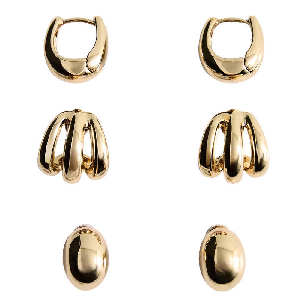 Mango oorbellen - set van 3 goudkleurig
