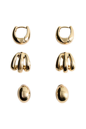 oorbellen - set van 3 goudkleurig
