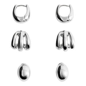 oorbellen - set van 3 zilverkleurig
