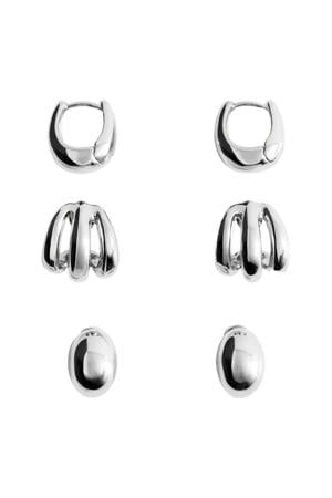 oorbellen - set van 3 zilverkleurig
