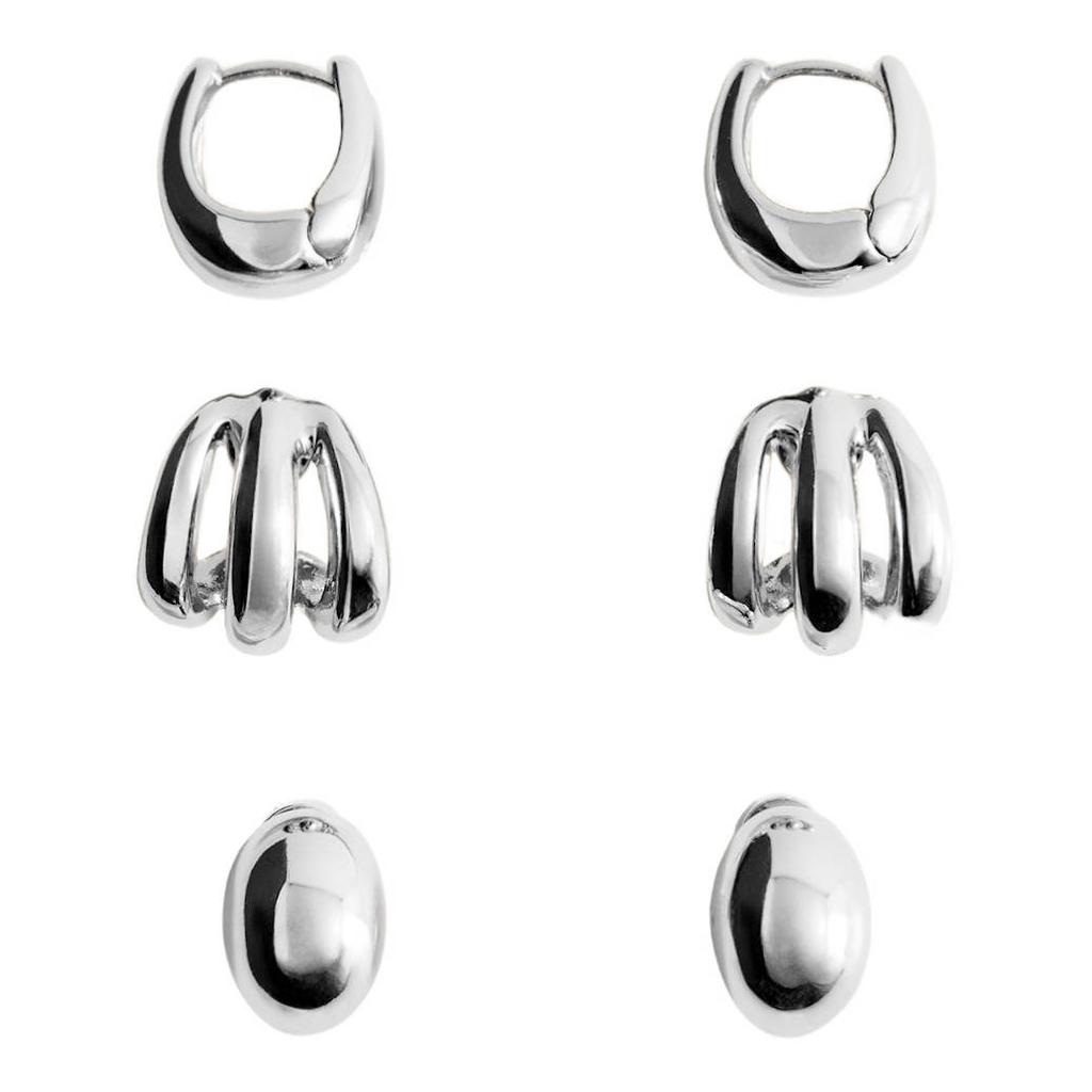 Mango oorbellen - set van 3 zilverkleurig