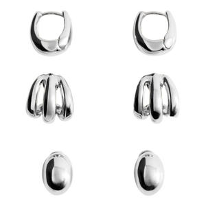 oorbellen - set van 3 zilverkleurig