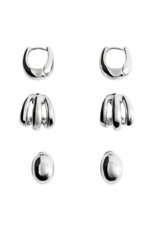 oorbellen - set van 3 zilverkleurig