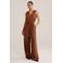 WE Fashion jumpsuit met ceintuur - lichtbruin