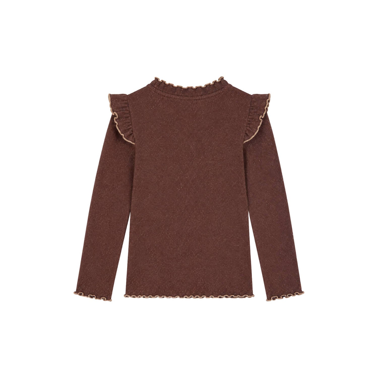 B.Nosy aansluitende longsleeve met glitters en ruches bruin