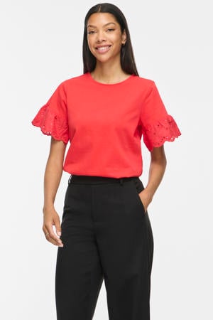rechtvallend top - koraalrood