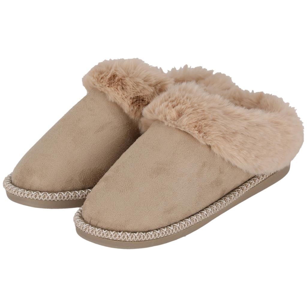 Apollo pantoffels met imitatiebont beige