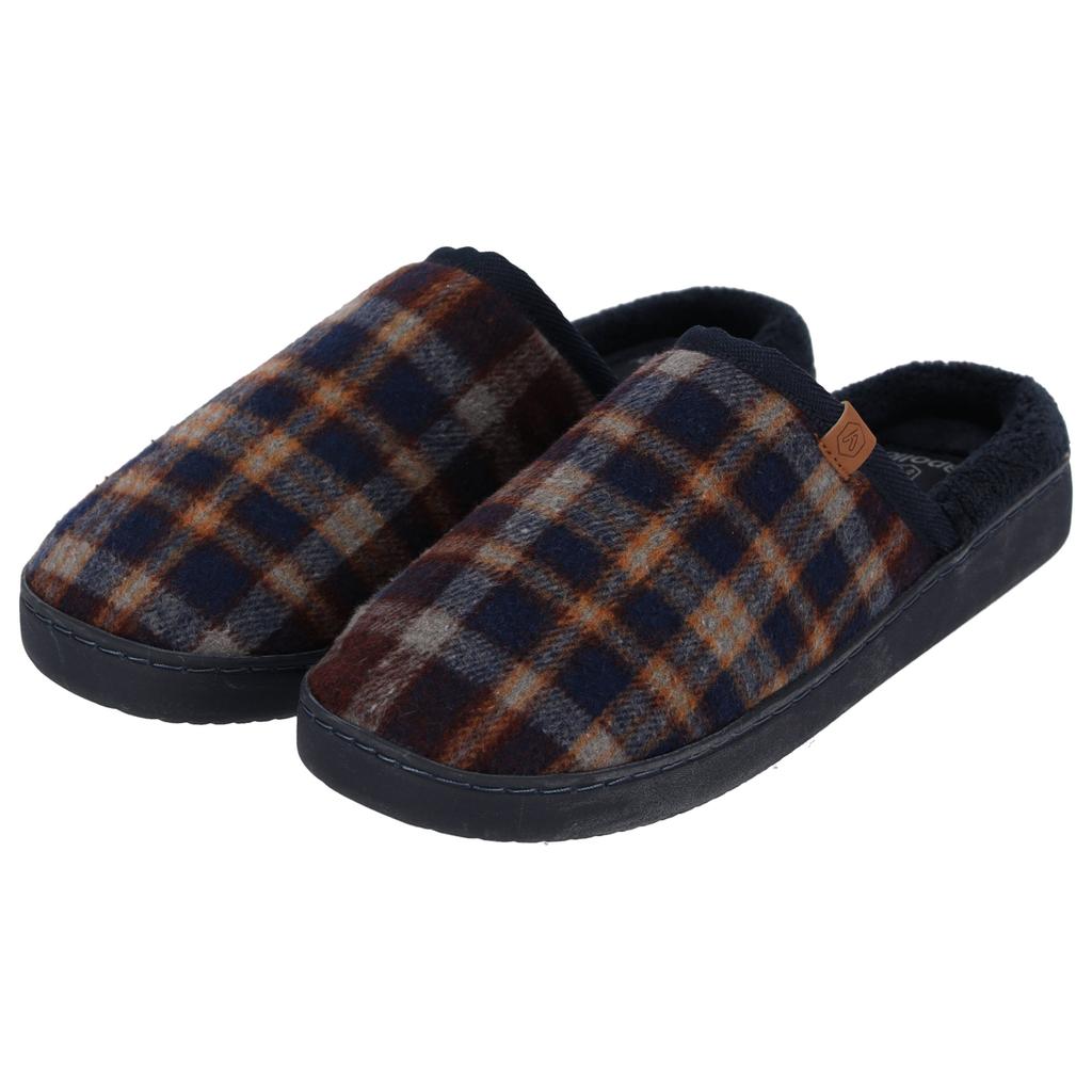 Apollo geruite pantoffels donkerblauw