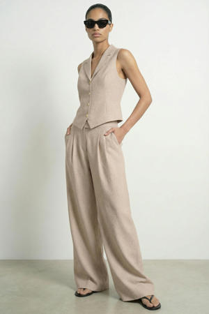 gilet met linnen - beige