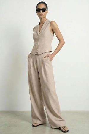 gilet met linnen - beige