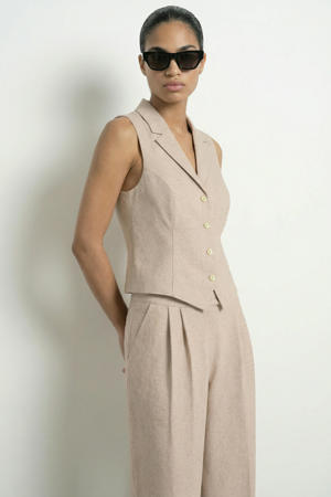 gilet met linnen - beige