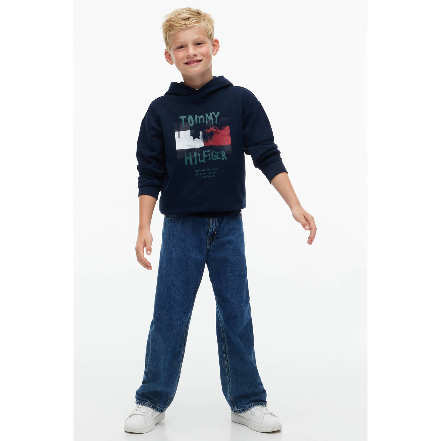 Tommy Hilfiger sweater met logo donkerblauw