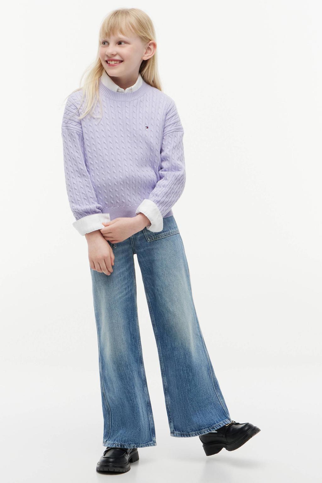 Tommy Hilfiger gebreide trui met kabels - lila