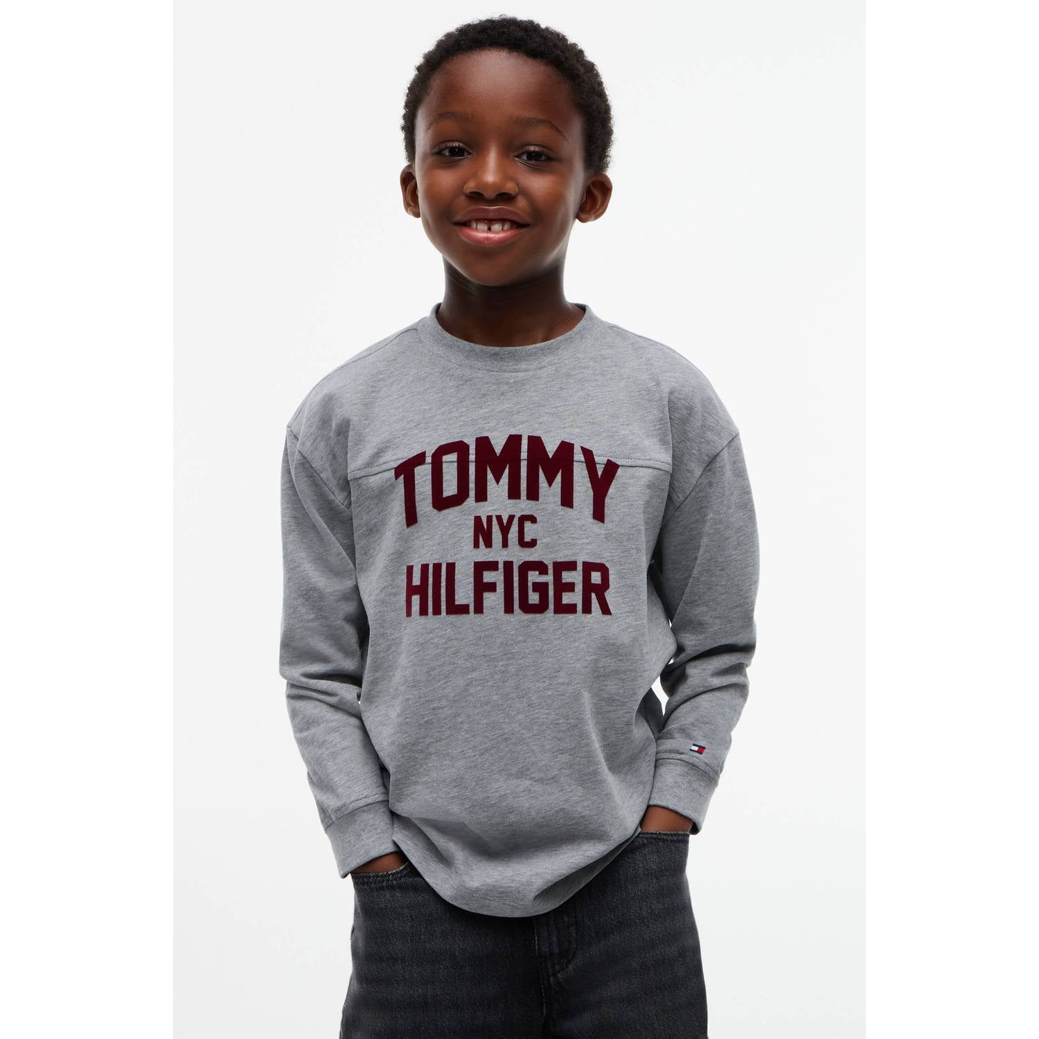 Tommy Hilfiger longsleeve met logo grijs