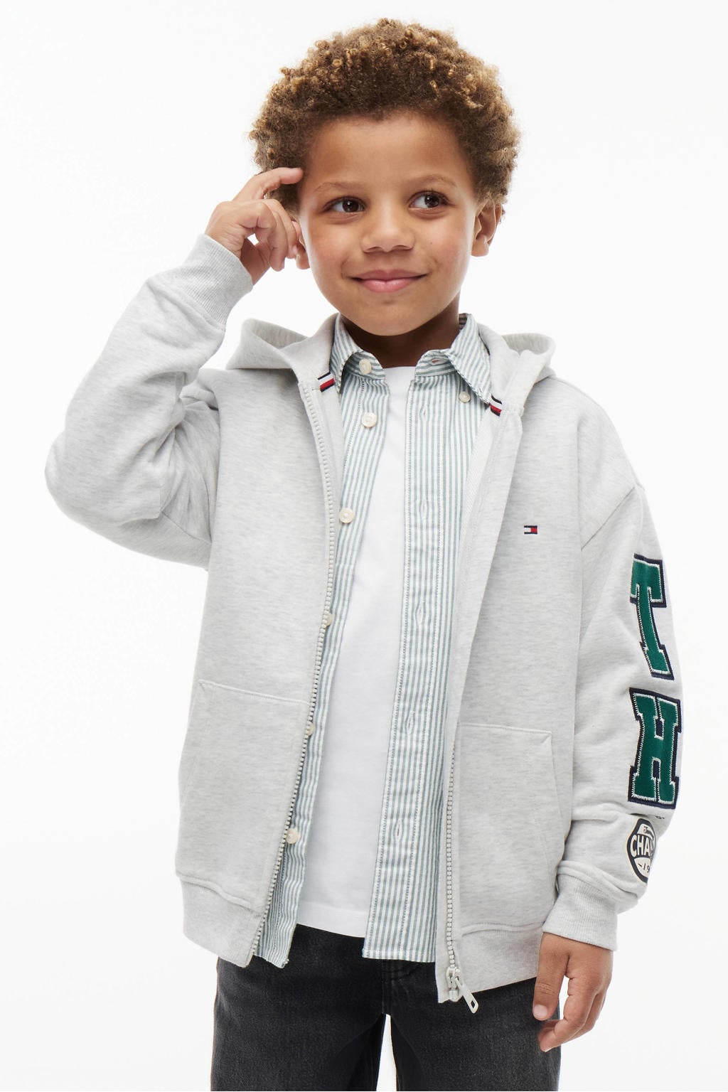 Tommy Hilfiger katoenen sweatvest met print - grijs