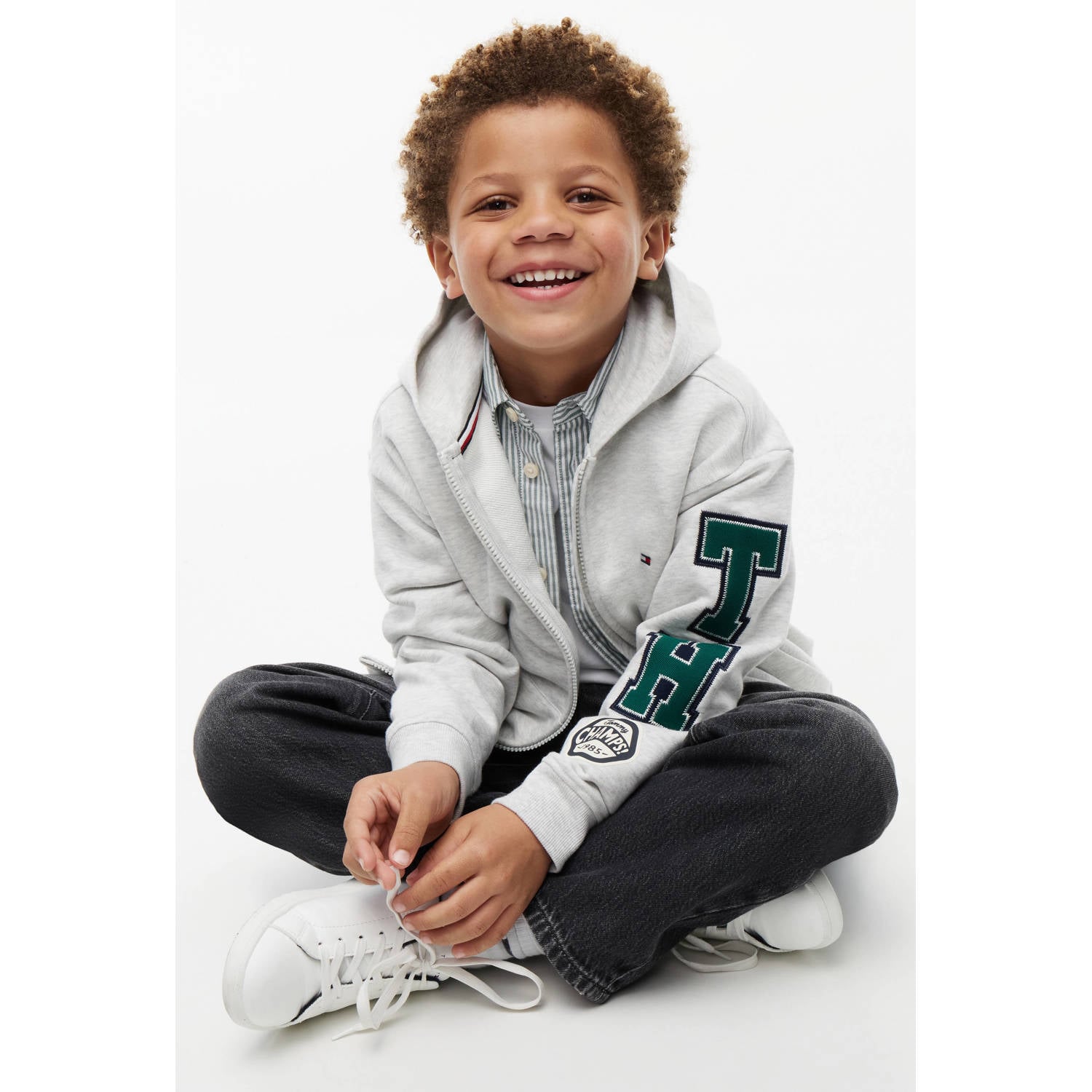 Tommy Hilfiger katoenen sweatvest met print grijs