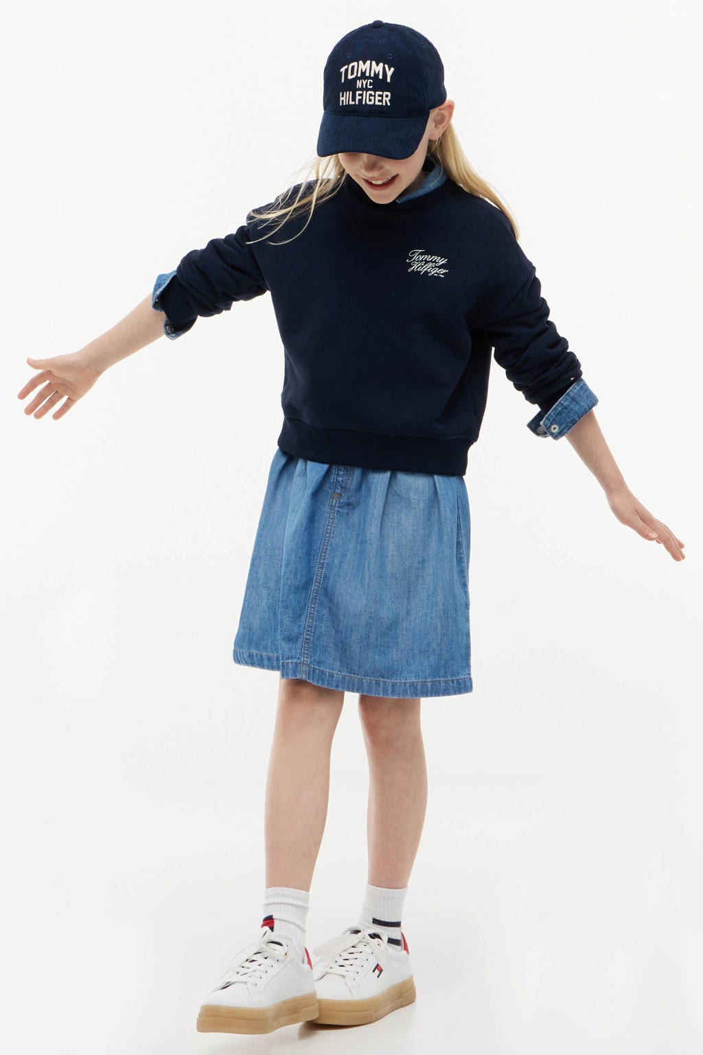 Tommy Hilfiger sweater met tekst - donkerblauw