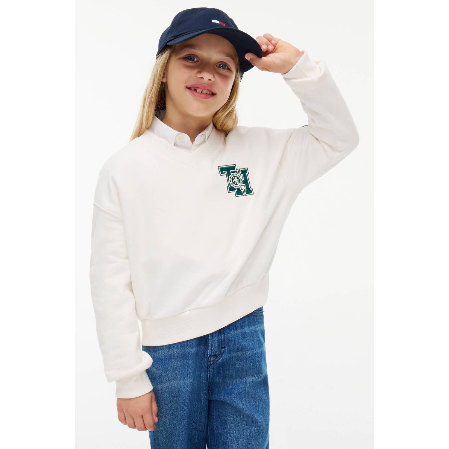 Tommy Hilfiger sweater met tekst offwhite