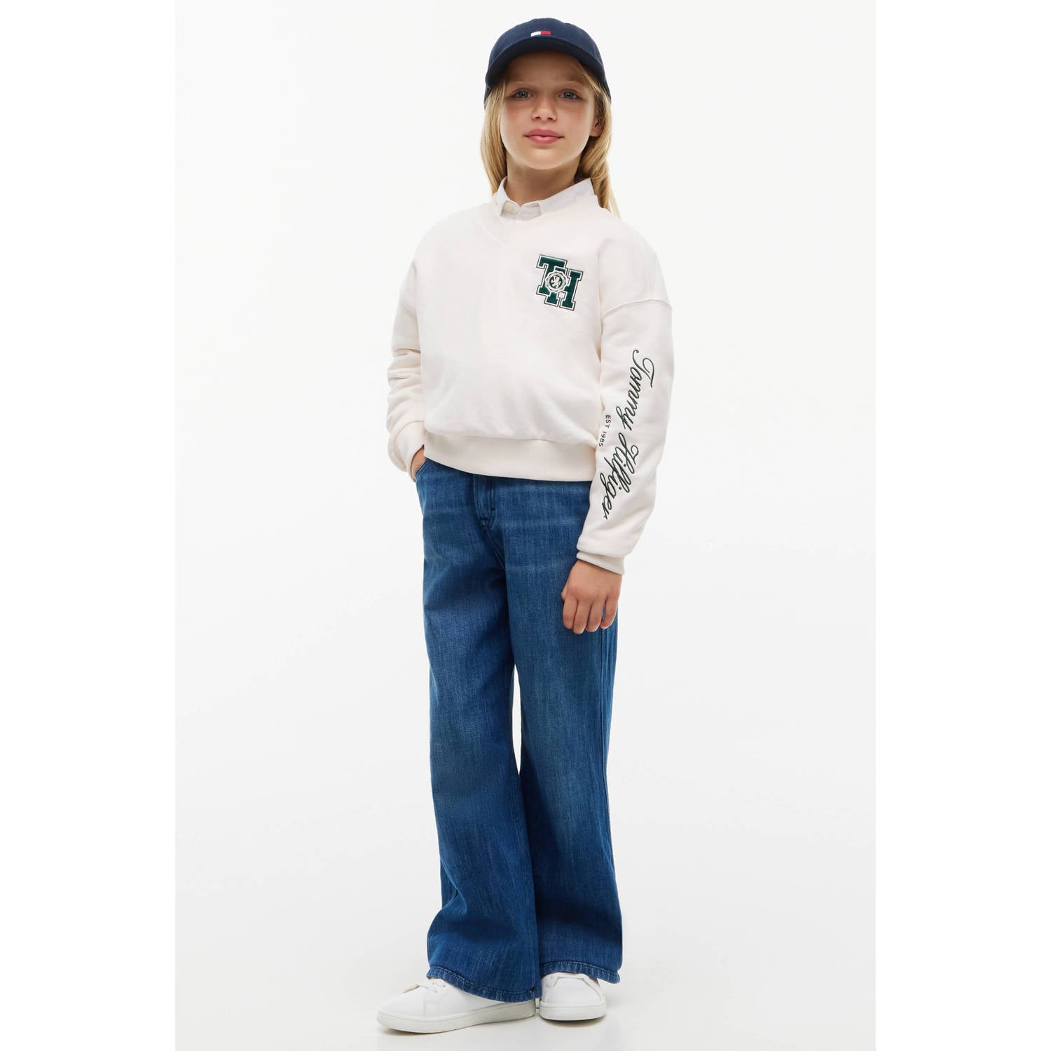 Tommy Hilfiger sweater met tekst offwhite