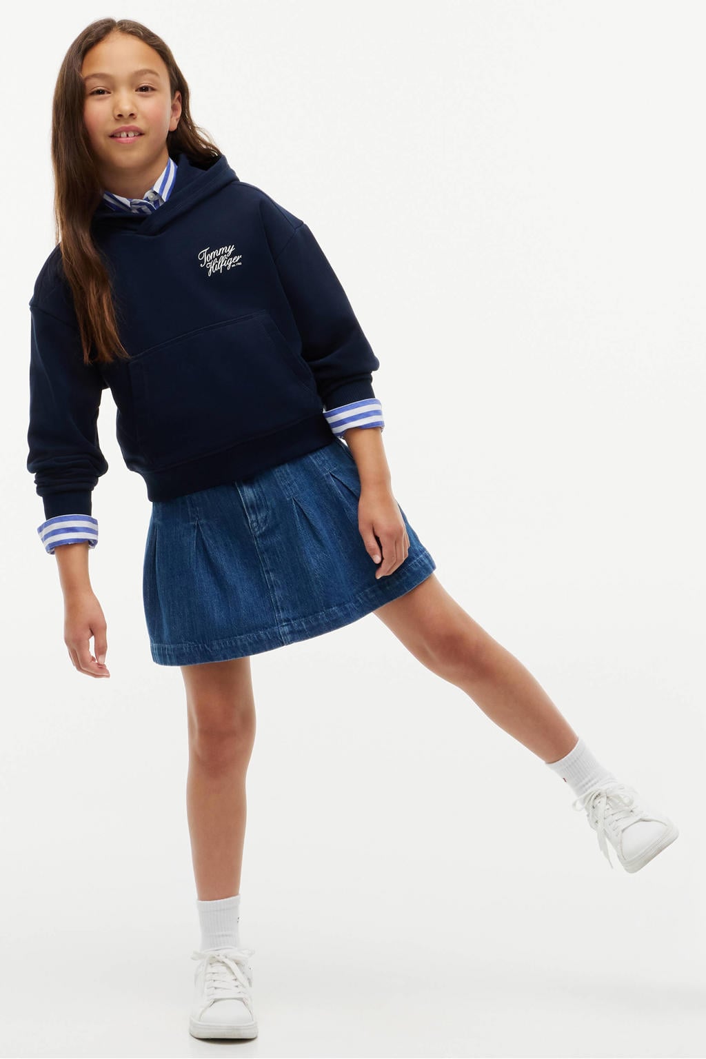 Tommy Hilfiger hoodie met tekst - donkerblauw