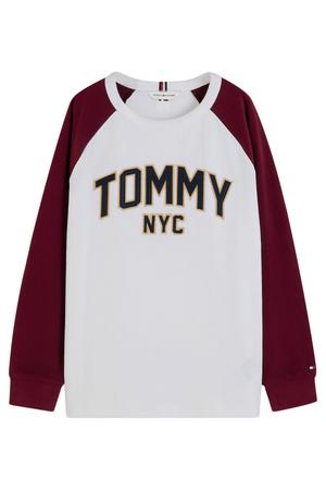 longsleeve met tekst - wit/donkerrood