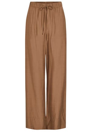 viscose wide leg palazzobroek - lichtbruin