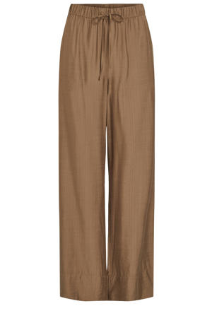 viscose wide leg palazzobroek - lichtbruin