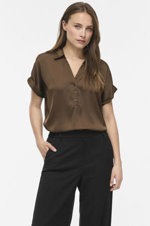 rechtvallend top - bruin