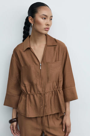 viscose loose fit blouse - camel