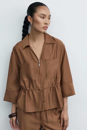 viscose loose fit blouse - camel