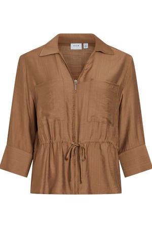 viscose loose fit blouse - camel