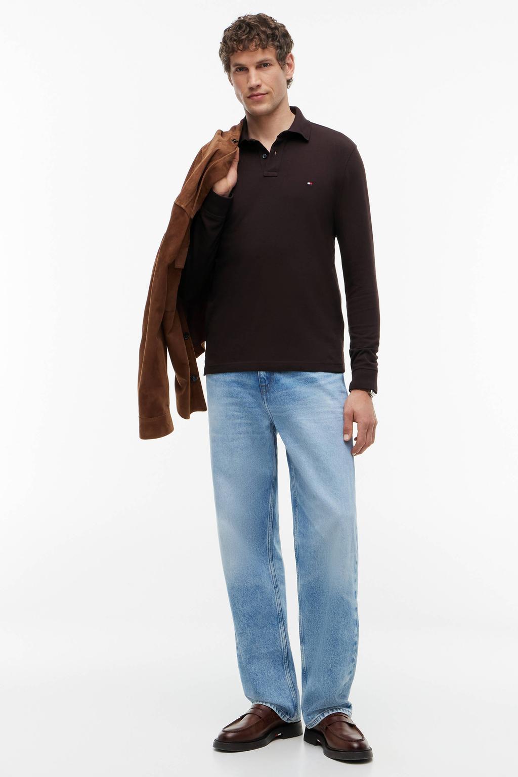 Tommy Hilfiger 1985 regular fit polo met logo - bruin