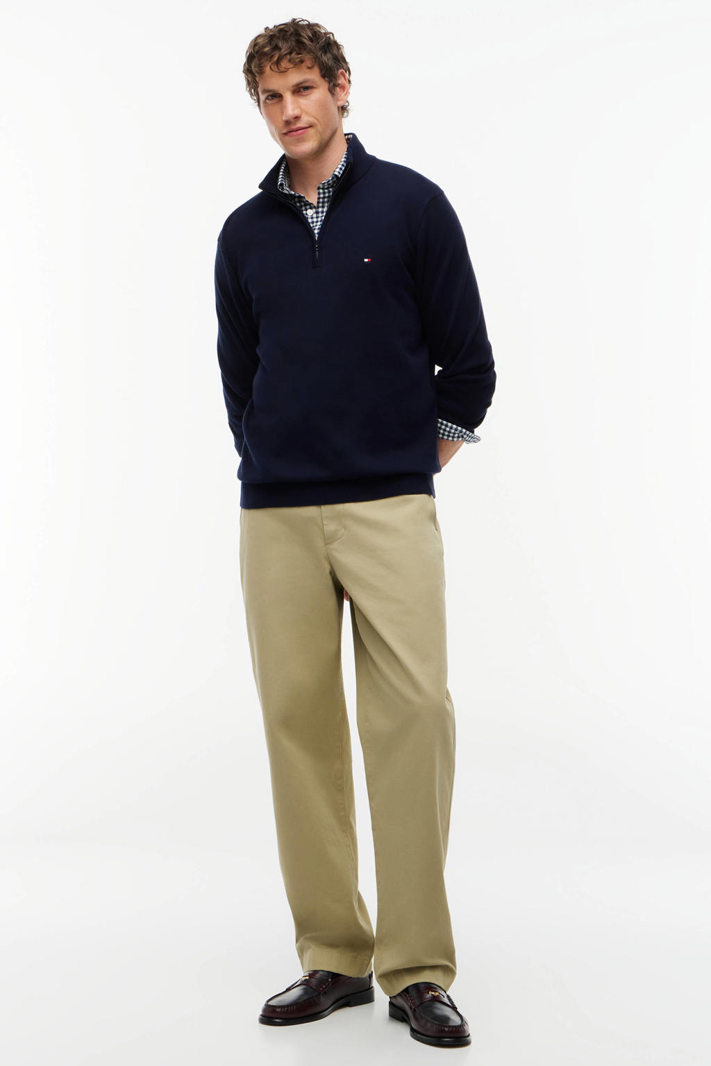 Tommy Hilfiger katoenen gebreide trui - donkerblauw